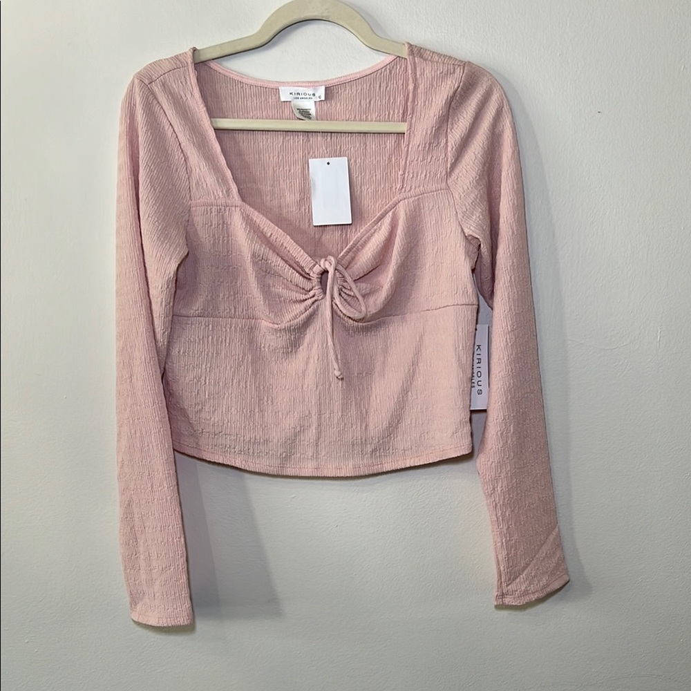 Kirious Pink Tie Front Blouse Long Sleeve new with tag Nordstrom Rack